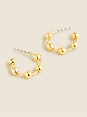 NWT J. Crew Beaded Hoop Earrings in Burnished Gold